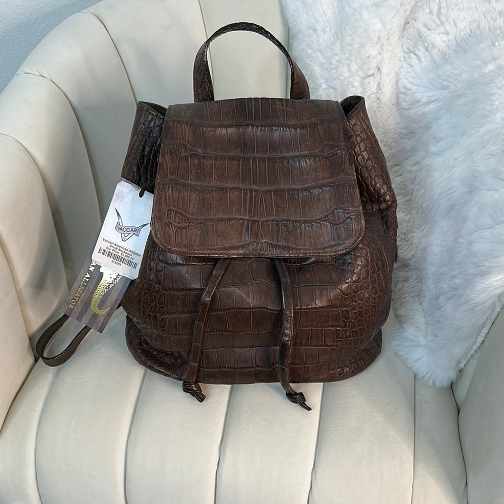 Sophisticated Brown Crocodile-Embossed Backpack